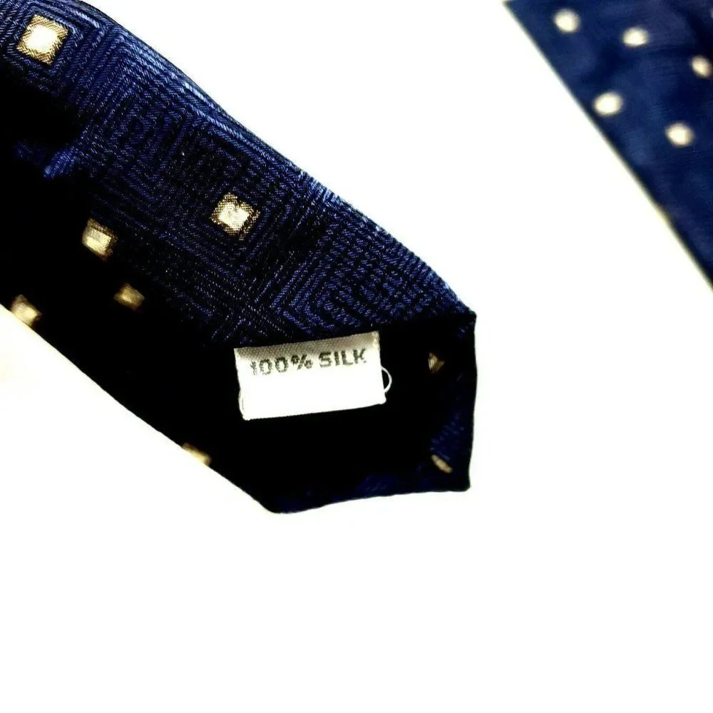 Pierre Cardin Navy Blue Tie with Cream Square Pattern